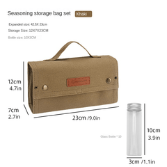 Outdoor Seasoning Bottles Set with Storage Bag - Camping BBQ Glass Bottles Case