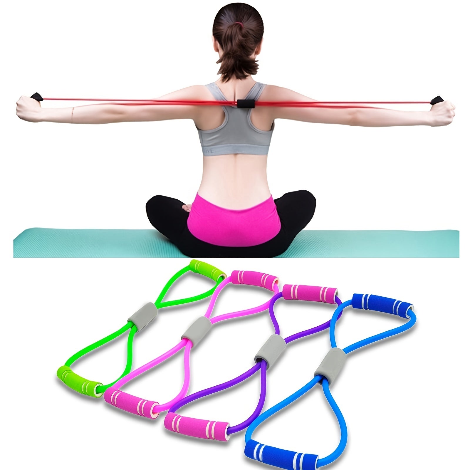 8-Shaped Resistance Bands for Home Workout and Physical Therapy