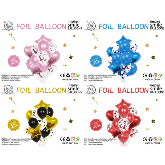 14pcs 18 Inch Pentagram Love Balloon Set Birthday Wedding Party Decoration Gift
