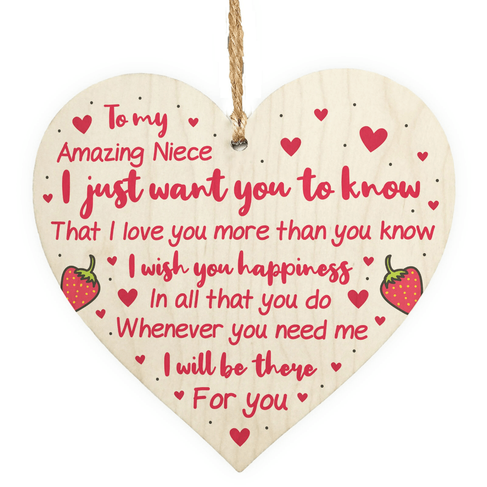 Niece Gift From Auntie Uncle Poem Wood Heart Hanging Niece Bday Christmas