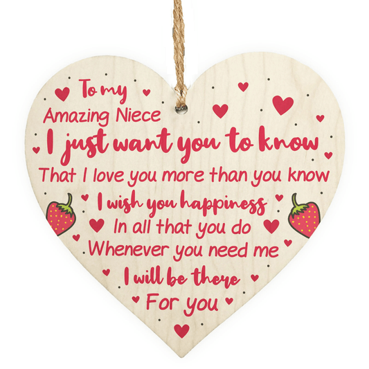 Niece Gift From Auntie Uncle Poem Wood Heart Hanging Niece Bday Christmas