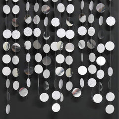 Glitter Silvery Circle Dots Garland Hanging String Banner for Events
