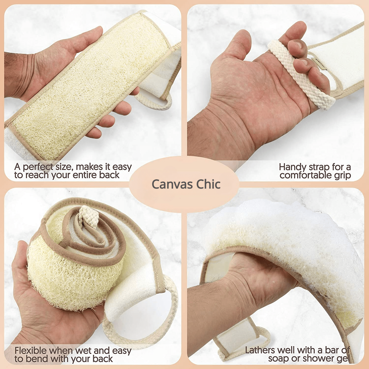Natural Loofah Back Scrubber for Deep Shower Cleaning