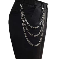 Alloy Silver Grey Belt Hip hop Pants Waist Chain For Men
