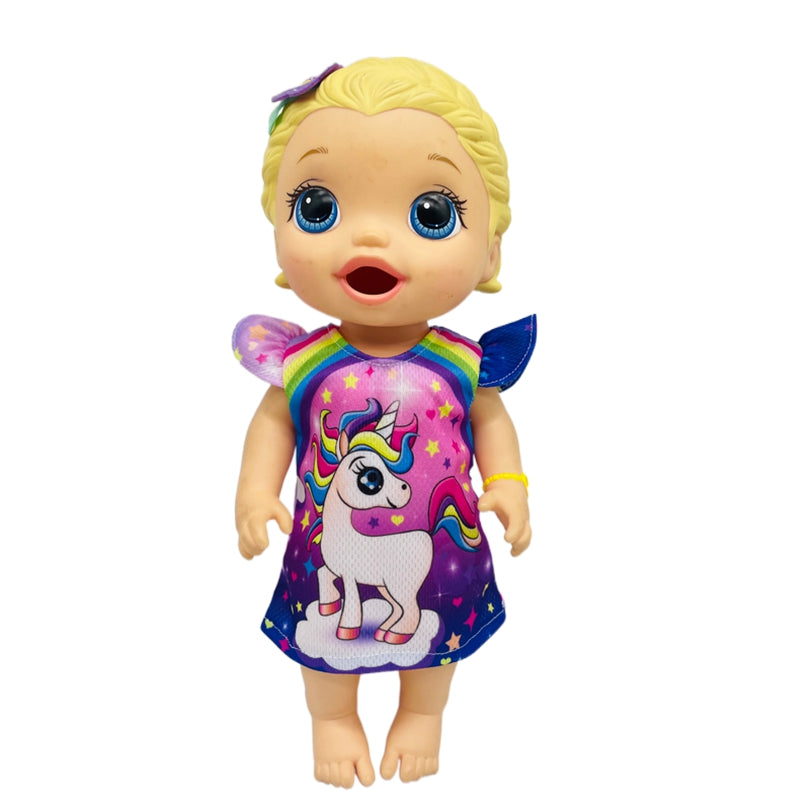 Rainbow Unicorn Dress Fits 25-30 Dolls Birthday Gift