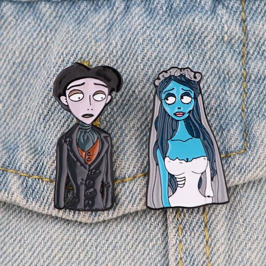 Halloween Bride Enamel Painted Brooch Pines Coat Shirt Badges Brooches