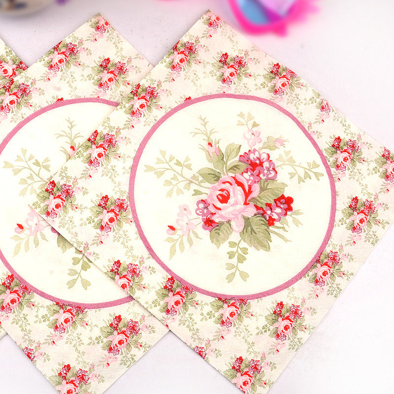20pcs Floral Printed Napkins Set for Events & Decor