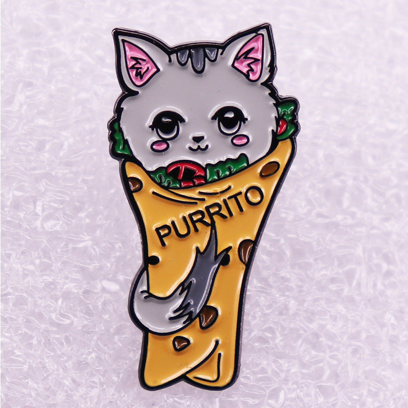 Yellow Kitten Pancake Brooch for Men