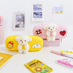 Cute Bear Plush Pencil Bag for School Kids