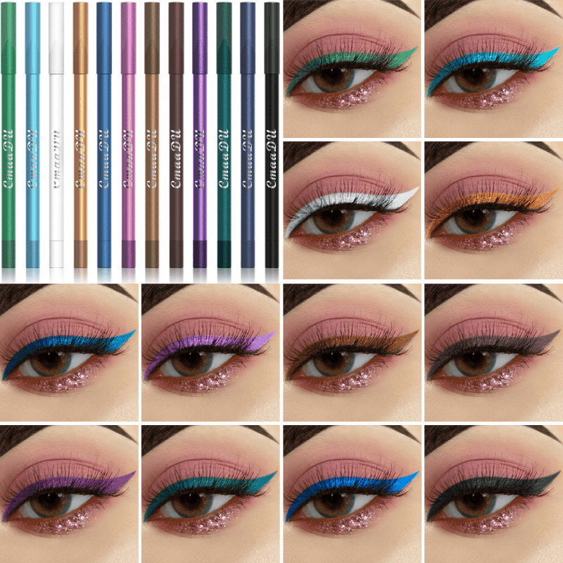 12 High Pigmented Eyelid Pen Set with Pearly & Matte Finish