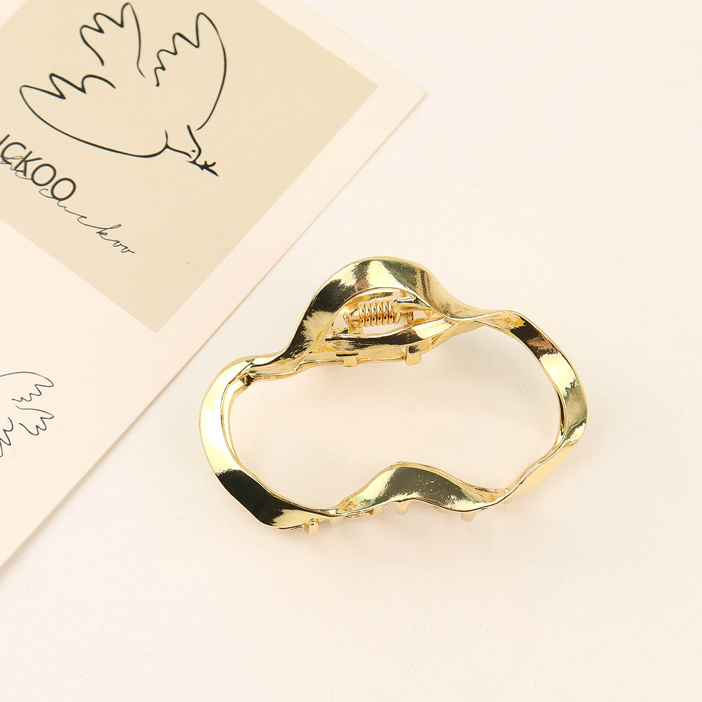 Irregular Hollow Alloy Hair Claw Nonslip Ponytail Holder for Women Girls