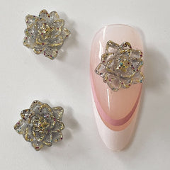 3D Aurora Lotus Nail Art Jewelry Golden Edge Charms Nail Decoration 30 Pcs