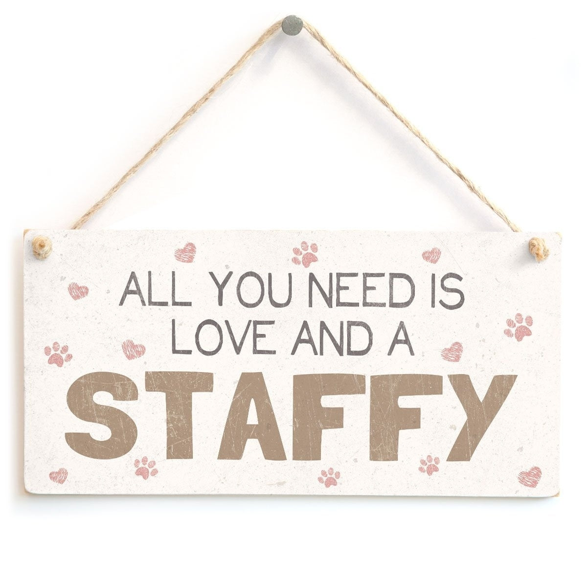 Love & A Staffy Home Accessory Sign - For Staffordshire Bull Terrier Owners