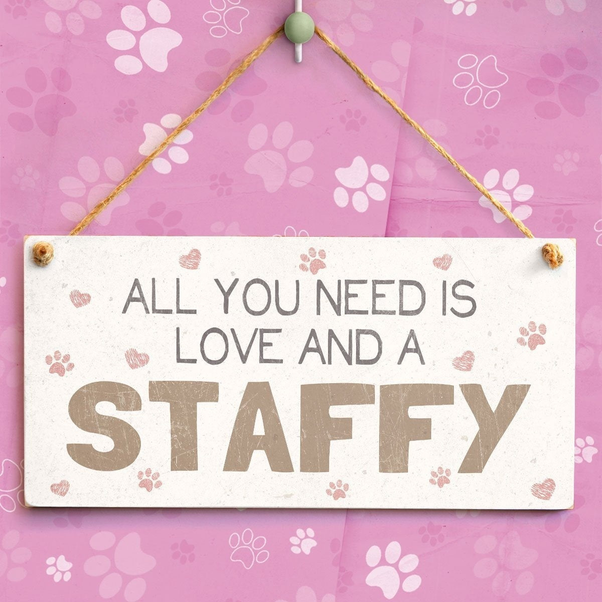 Love & A Staffy Home Accessory Sign - For Staffordshire Bull Terrier Owners