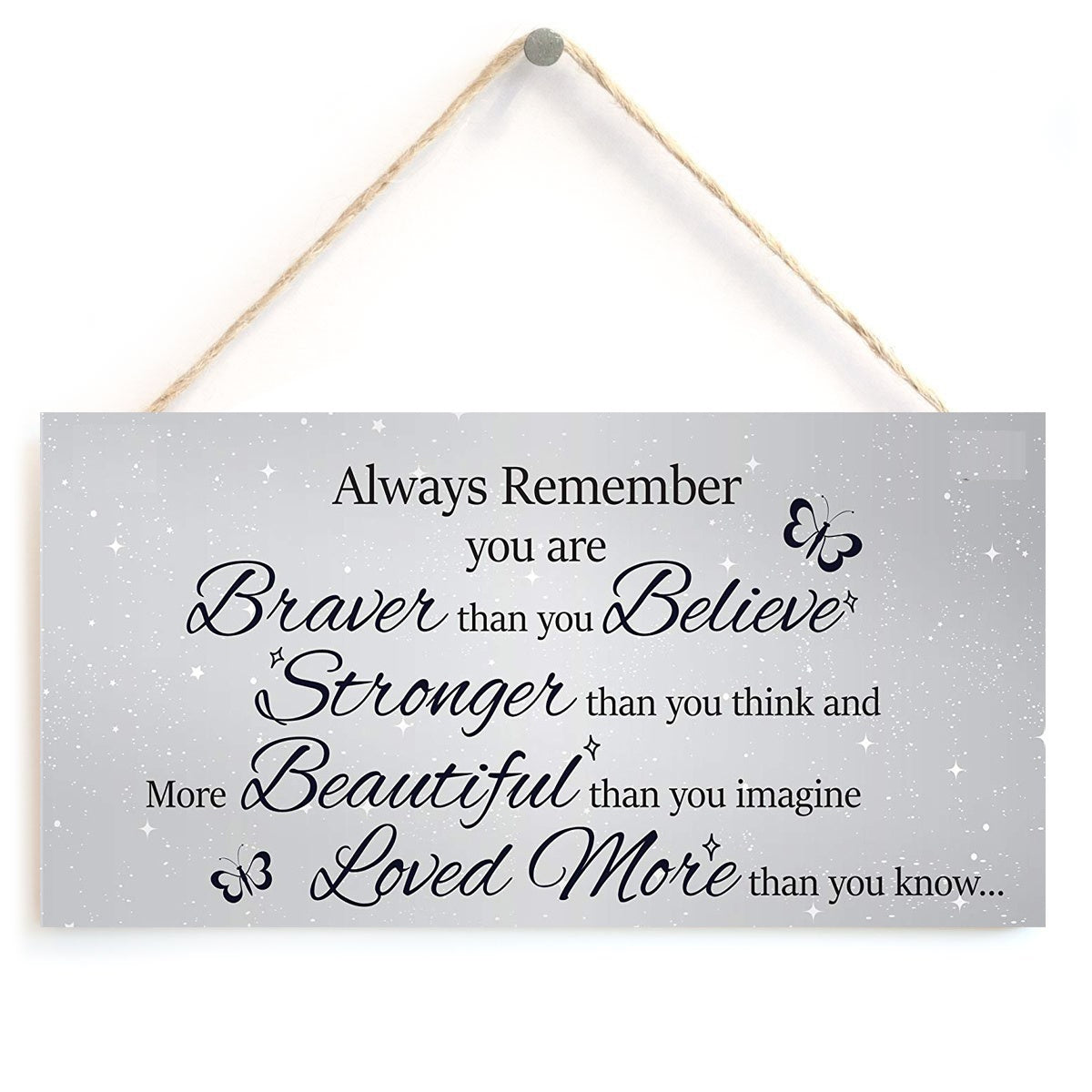 Butterfly Stronger Inspirational Hanging Plaque Friendship Gift Sign