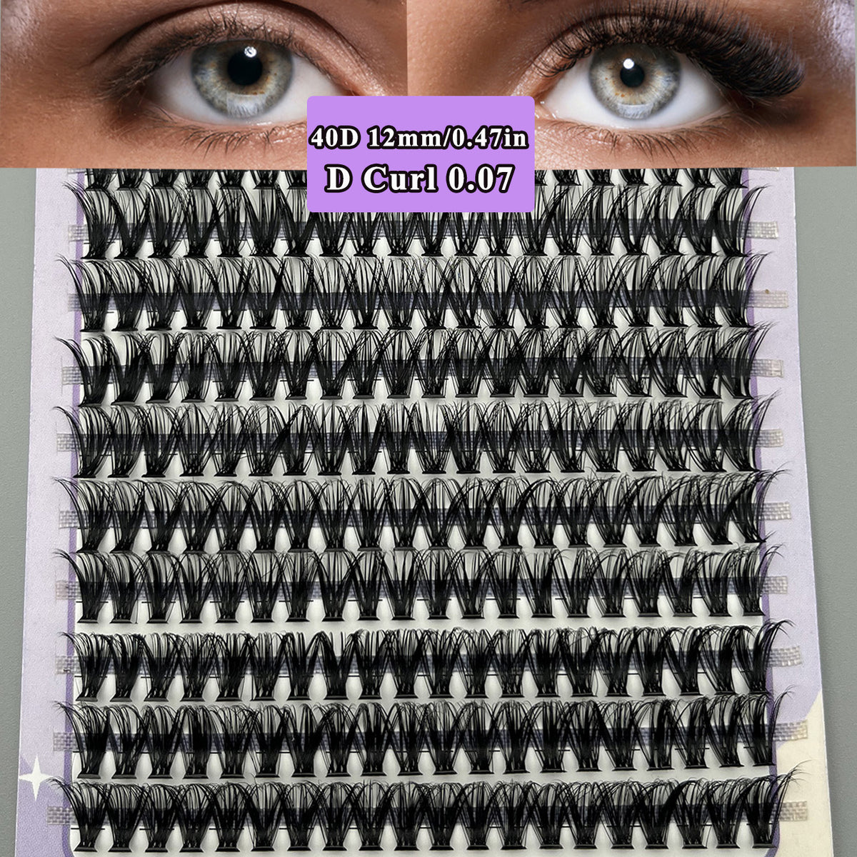 200pcs Mikiwi 40D D Curl Cluster Lashes Soft & Natural False Eyelashes