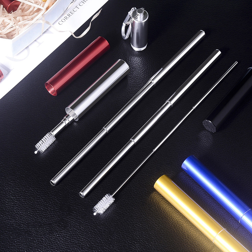 Collapsible Stainless Steel Metal Straws Portable Reusable