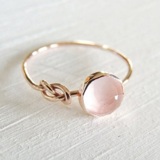 18k Plated Waterish Pink Zircon Knot Wedding Ring
