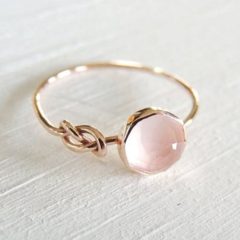 18k Plated Waterish Pink Zircon Knot Wedding Ring