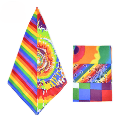 Rainbow Tie Dye Bandana Hip Hop Striped Square Scarf LGBT Gay Pride
