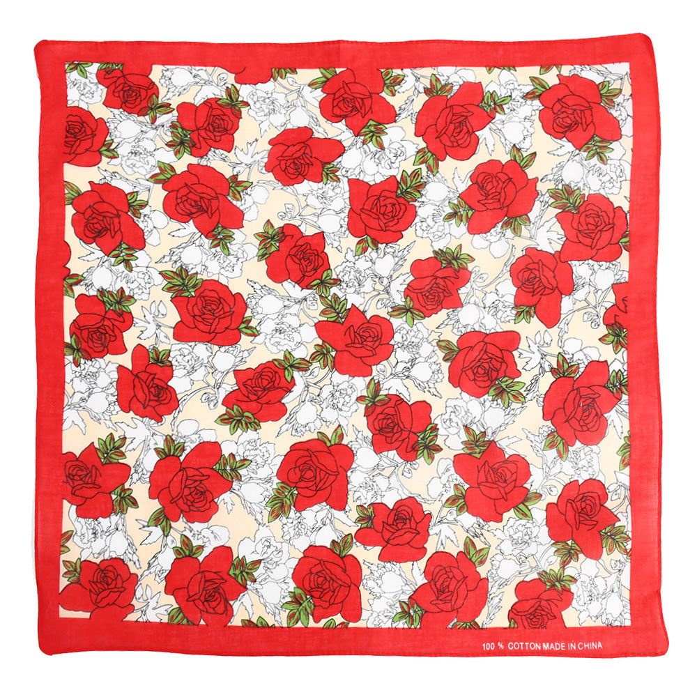 Boho Floral Print Bandana Hip Hop Square Scarf Unisex Headband Wrist Wraps