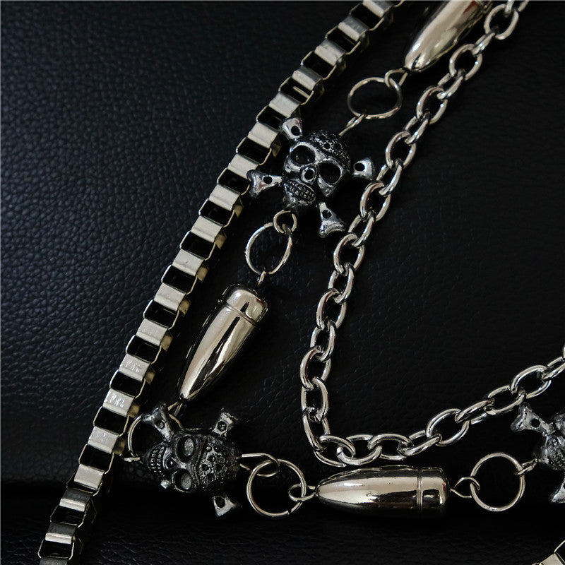 Double Layer Skull Metal Waist Chain Hip Hop Pant Chain