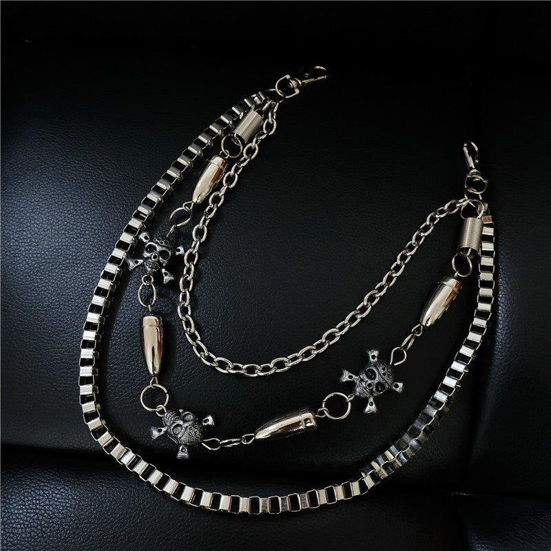 Double Layer Skull Metal Waist Chain Hip Hop Pant Chain