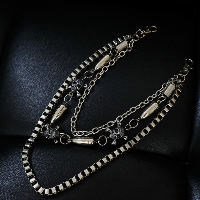 Double Layer Skull Metal Waist Chain Hip Hop Pant Chain