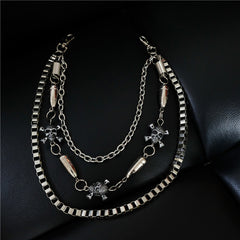 Double Layer Skull Metal Waist Chain Hip Hop Pant Chain