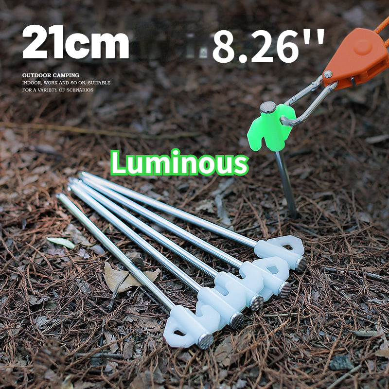 5pcs Luminous Steel Stakes Windproof Ground Nails for Camping
