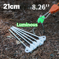 5pcs Luminous Steel Stakes Windproof Ground Nails for Camping