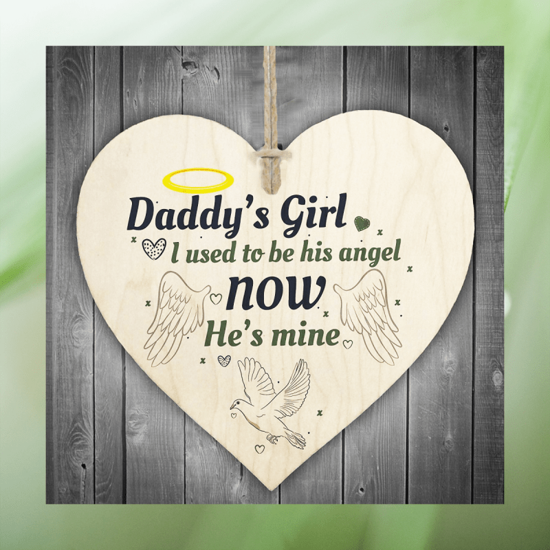 Daddy's Girl Wooden Heart Plaque Bereavement Sign From Daughter