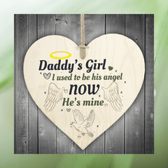 Daddy's Girl Wooden Heart Plaque Bereavement Sign From Daughter