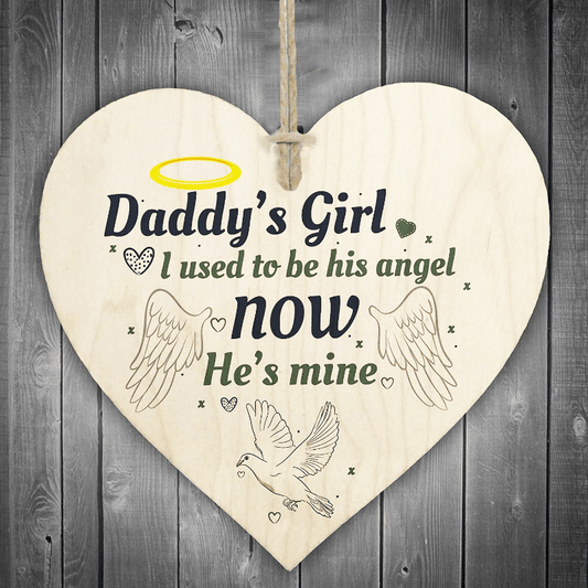 Daddy's Girl Wooden Heart Plaque Bereavement Sign From Daughter