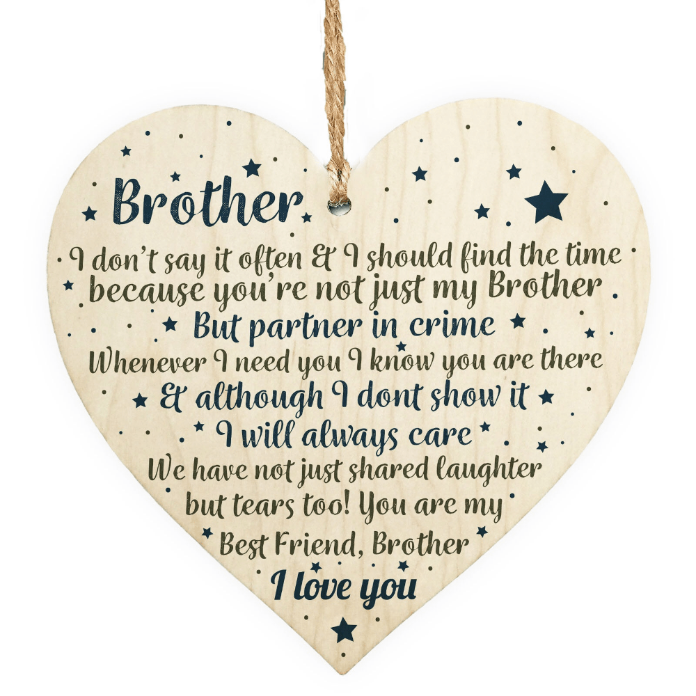 Thank You Brother Gift Heart Christmas Friendship Gift Birthday Sign