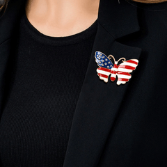 Enamel Butterfly Brooch American Flag Corsage Jewelry Clothing Pin