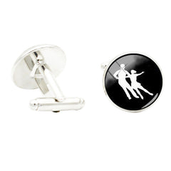 Love Pairs Skating Cufflinks Glass Gem Cuff Link Jewelry