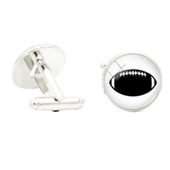 I Love Football Glass Cufflinks Rhodium Plated Alloy Base