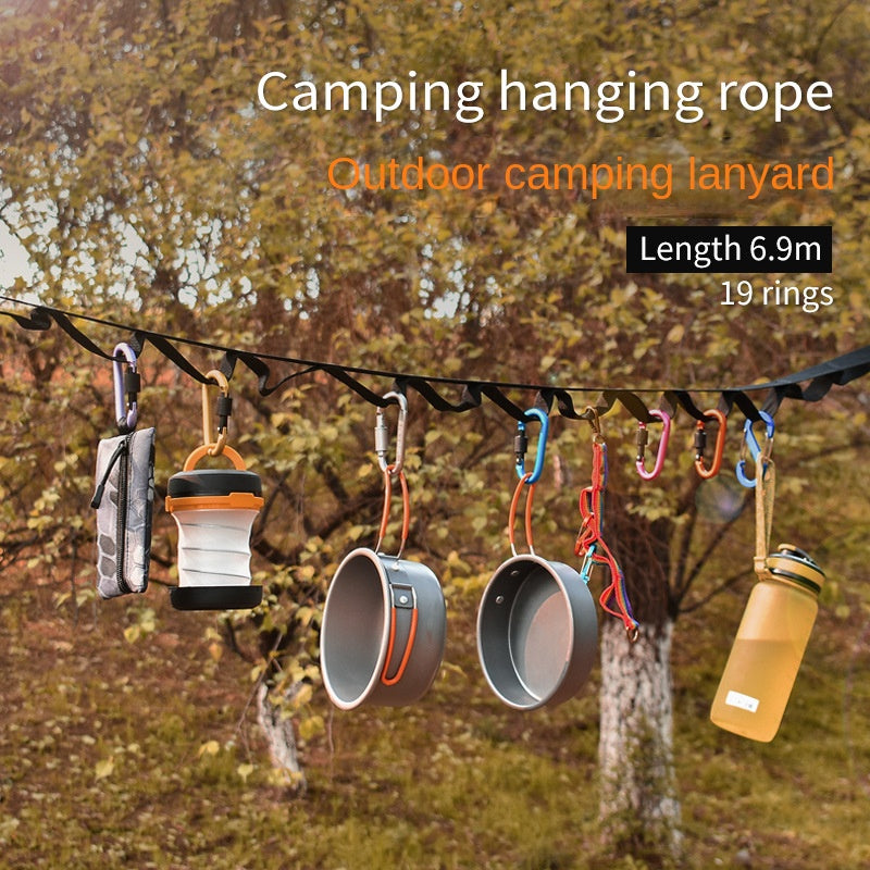 Versatile Outdoor Tent Storage Clothesline 19 Loop Camping Hanging Rope