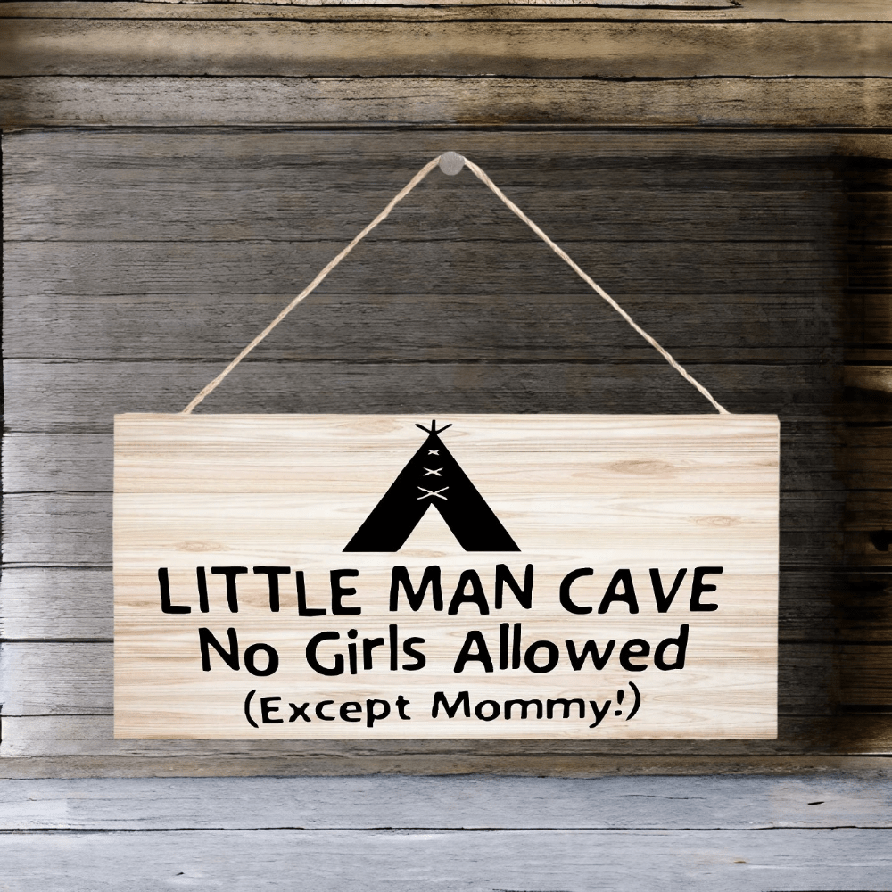 Little Man Cave Wooden Door Sign for Boys Room