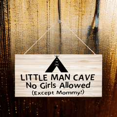 Little Man Cave Wooden Door Sign for Boys Room