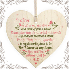 Wooden Heart Garden Plaque Remembrance Dad Mum Memorial Tree Decoration Gift