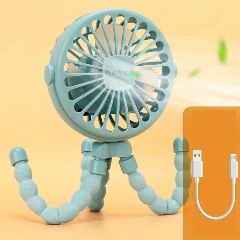 Portable Handheld Fan with Flexible Tripod LED Light