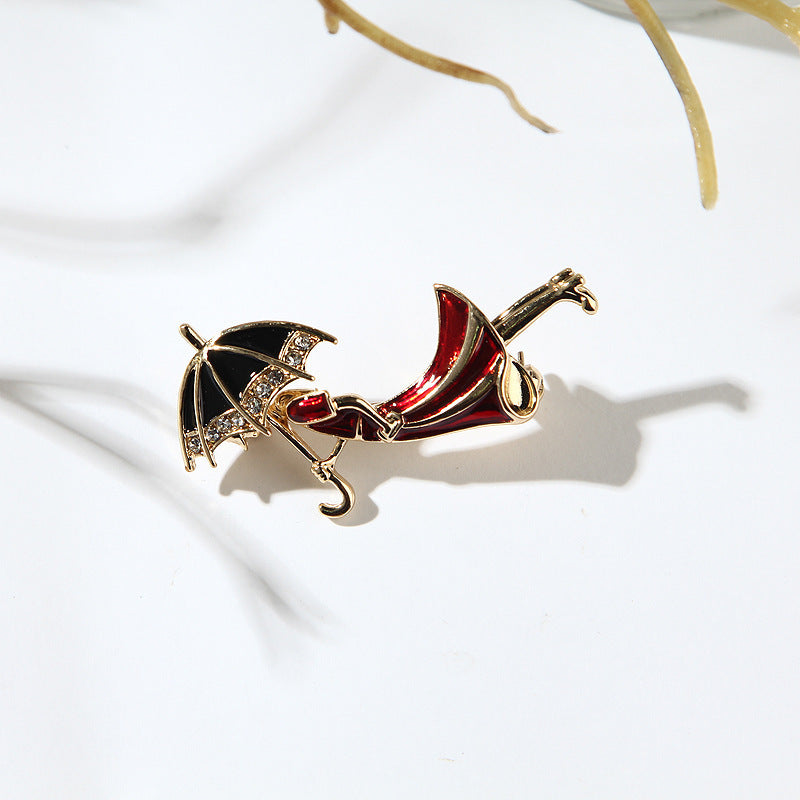 Cartoon Character Umbrella Oil Enamel Brooch Pin Men