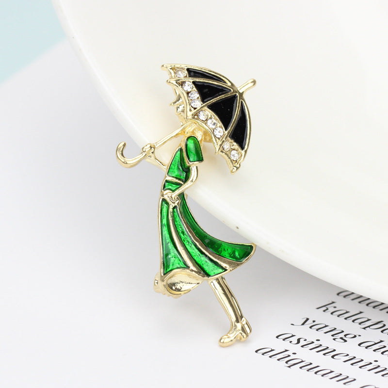 Cartoon Character Umbrella Oil Enamel Brooch Pin Men