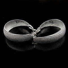 925 Silver Plated Mesh Hoop Earrings for Women