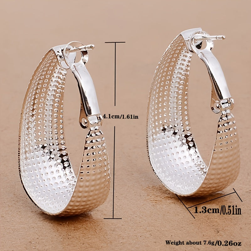 925 Silver Plated Mesh Hoop Earrings for Women