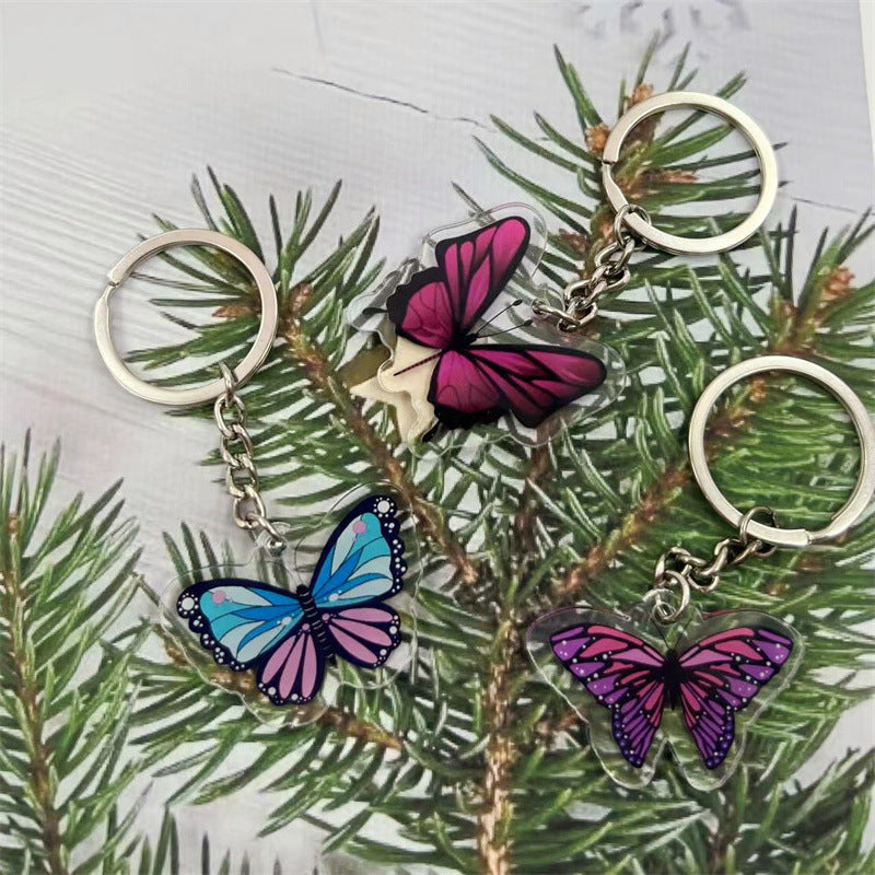 Y2K Butterfly Keychain Acrylic Key Ring Bag Pendant Accessories