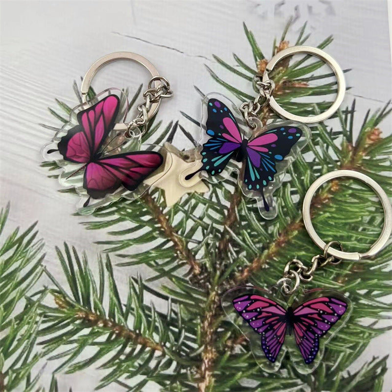 Y2K Butterfly Keychain Acrylic Key Ring Bag Pendant Accessories