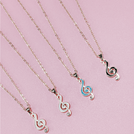 Fashionable Notes Pendant Necklace in 4 Colors for Women